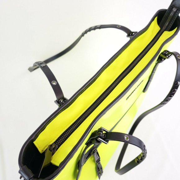 Michael Kors NEON Yellow Tote Shoulder Bag Purse Utilitarian Summer Fashion RARE - Picture 6 of 12
